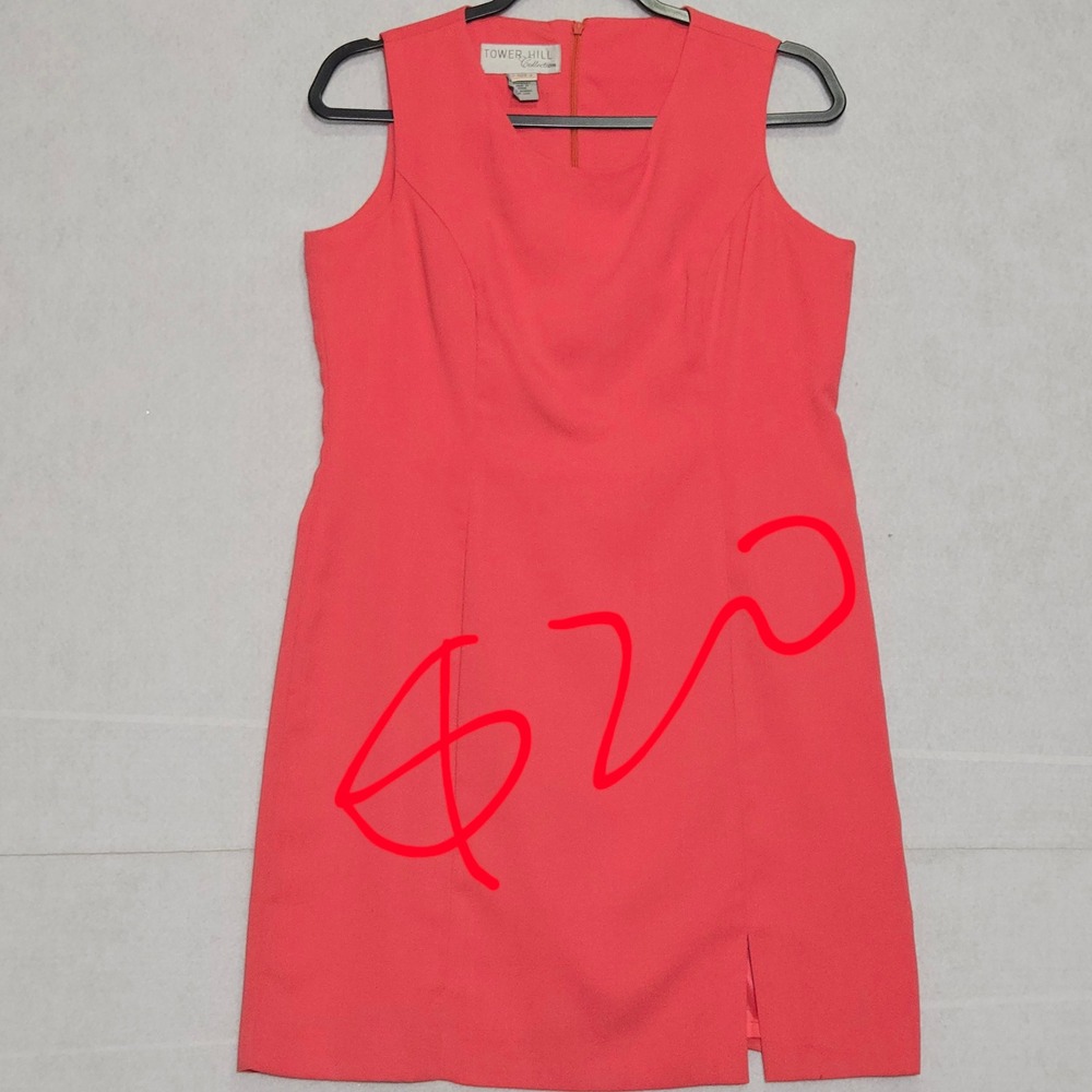 Tower Hill Collection Coral Pink Sleeveless Sheath Dress 6P 3-1123-3 Mini Lined